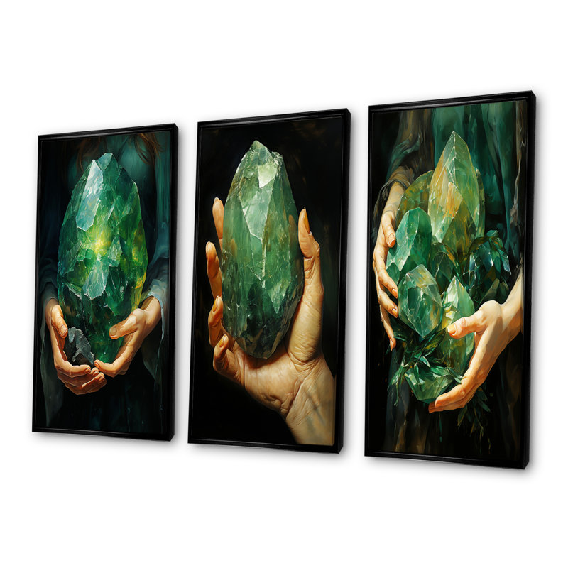 Émeraude Amazonite pierres, Aventurine guérissante - Pierre spirituelle, ensemble de 3 impressions d'art mural