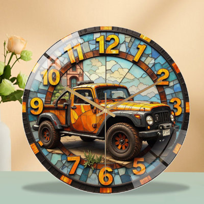 Horloge murale rétro en verre 12 po Jeep Wrangler