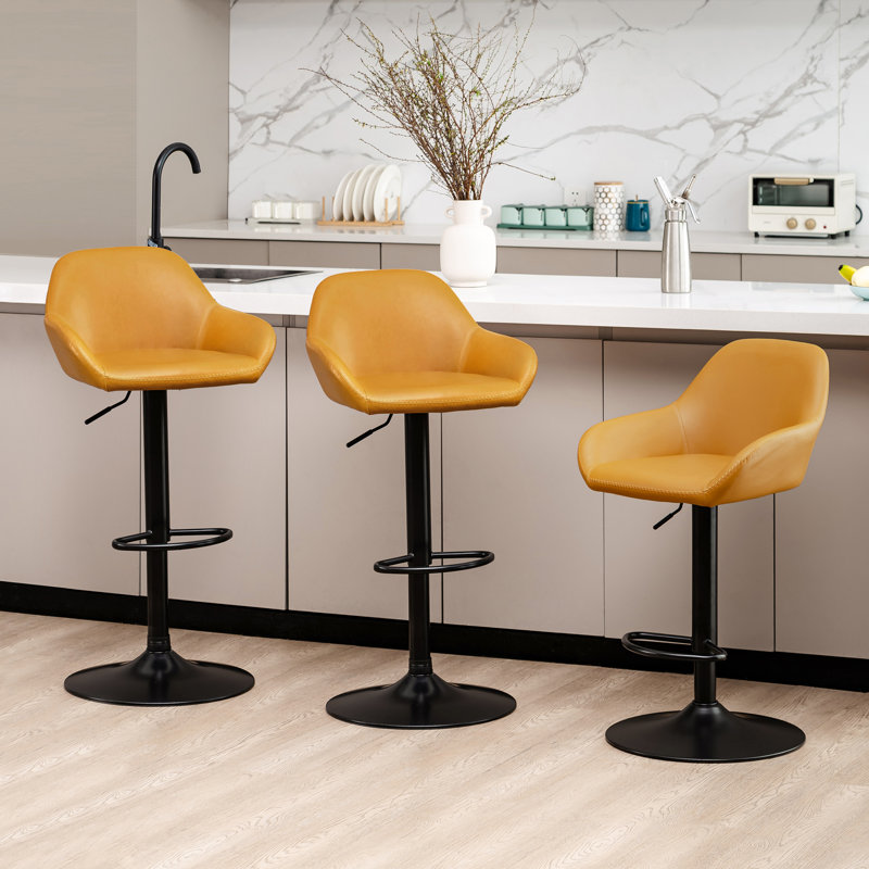Tabouret de bar pivotant Mid-Century, Jaune