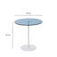 Table d'appoint moderne 19,7 po x 19,7 po x 19,7 po | Plateau 100% verre trempé, cadre robuste 100% métal | Finition blanche et bleue élégante, parfaite pour le salon, la chambre à coucher ou le bureau | Design élégant et contemporain-986356650-986356661
