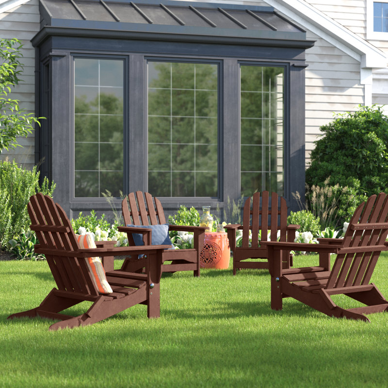 Chaise Adirondack pliante en plastique / résine Leighton, Teck