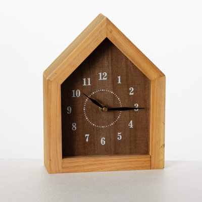 Sullivans House Shape Desk Clock 8.75"H; Brown