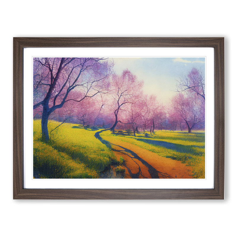 Spring Forest Watercolour Vol.5 - Framed Print, Walnut, 46cm H x 64cm W x 2cm D