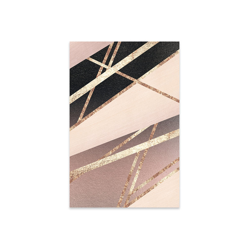 «Rose Gold Blush», rayé géométrique noir Glam I par Anita's & Bella's Art, impression sans cadre