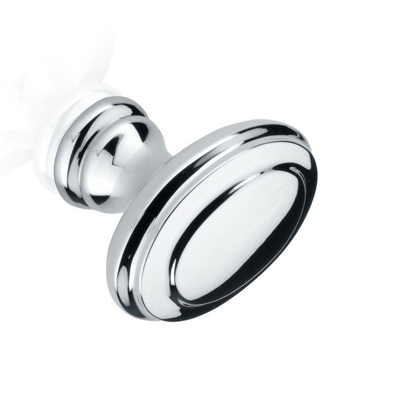Poignée ronde Queen's, Chrome brillant, H 1,5 po x l 1,25 po x P 1,25 po
