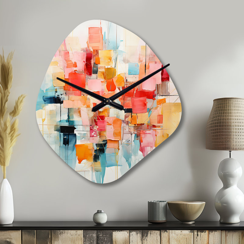 Collage Rhythms I - Abstract Collages, forme irrégulière, horloge murale, Petit