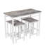 Table de salle à manger 5 pièces et quatre tabourets de bar, structure en métal, chêne blanc, peu encombrant, parfait pour le café