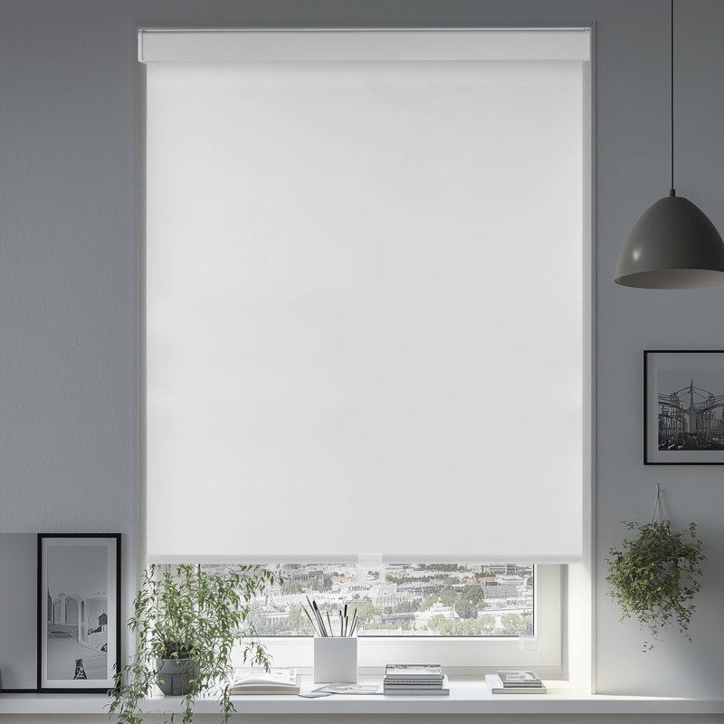 Cordless Blackout Roller Shades – Thermal Insulated Window Blinds for Bedroom, 46"W x 72"L, White