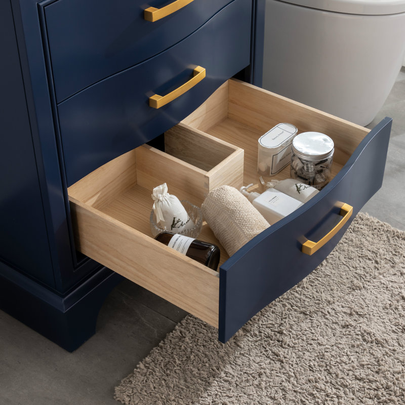Ensemble de meuble-lavabo simple 30 po Goleta, Bleu marine / doré brossé