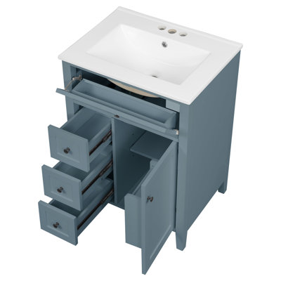 Meuble-lavabo 24 po avec lavabo, 4 tiroirs, 1 porte et tablette réglable