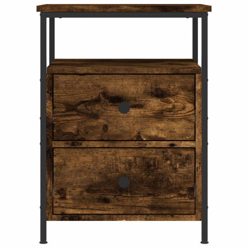 Dura 44cm W Iron Bedside Table, Smoked Oak
