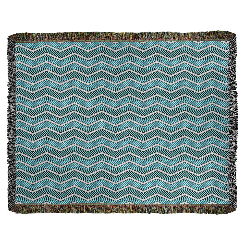 Couverture en coton tissé Rhonda Cheval, l 60 po x L 50 po, Bleu sarcelle
