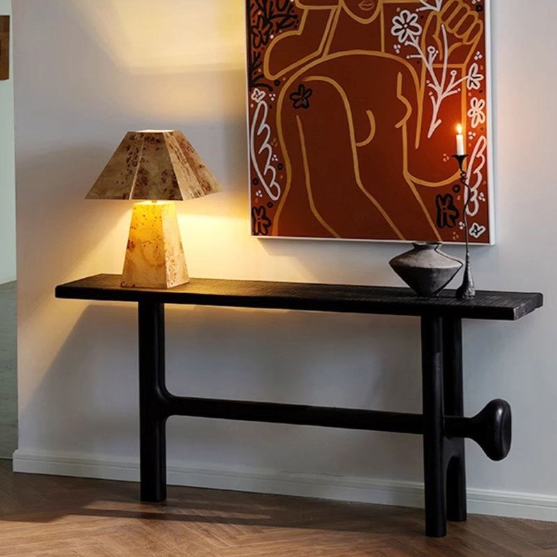 Console noire en bois massif, 31.5" H x 62.99" W x 11.81" D