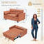 Canapé-lit modulaire en velours côtelé de 54,30 pouces avec causeuse convertible et lit escamotable pour salon moderne-303280719