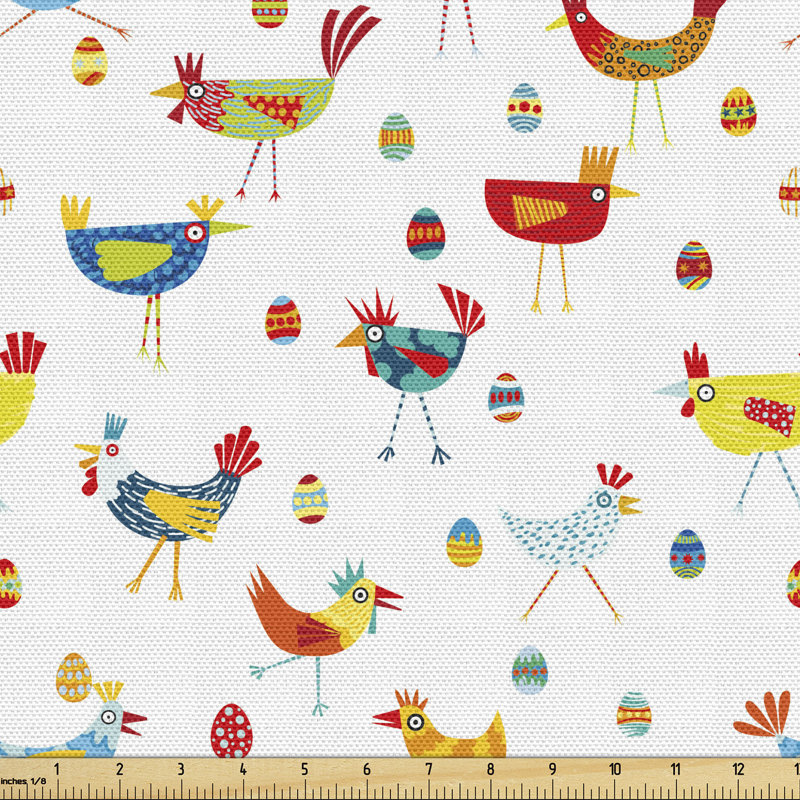 Chauntell Colourful Doodle Chickens Eggs Multi-Purpose Fabric