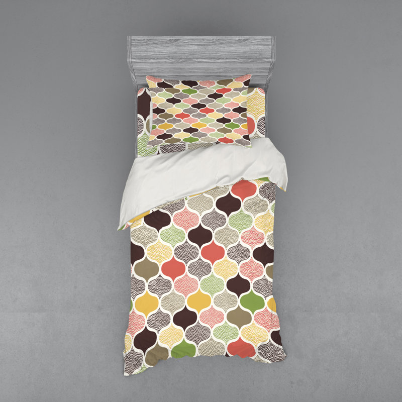 Ensemble de housse de couette moderne et contemporaine en microfibre rouge / brun / jaune