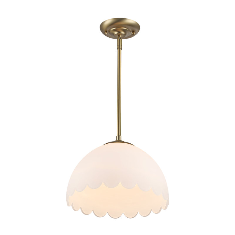 Luminaire suspendu 1 lumière avec verre opale Barnes, Bronze champagne brossé