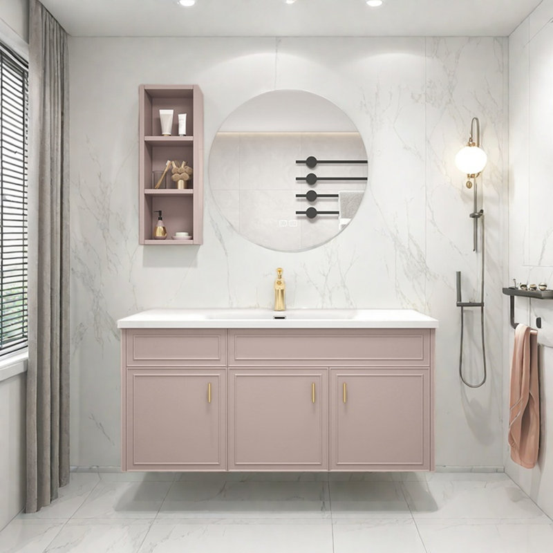 Armoire de salle de bain moderne et luxueuse, Rose clair