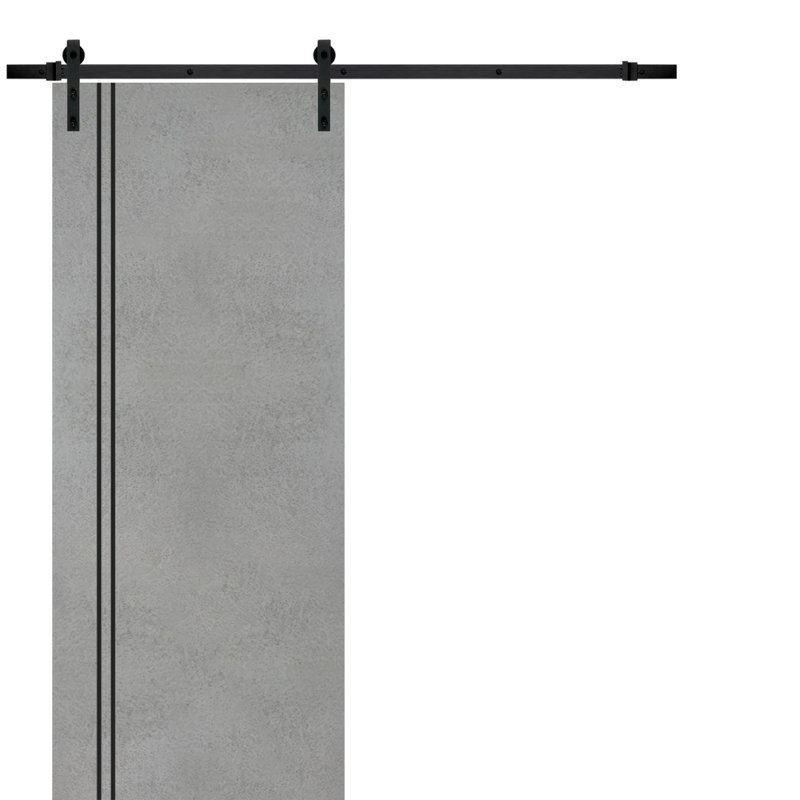 Porte de grange en bois massif massif, 18 po x 84 po, Béton