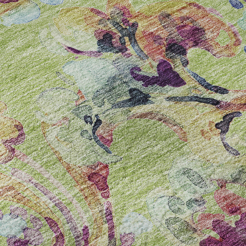 Premium Machine Washable Prisco Aloe Rug, Round 8'