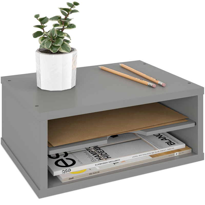 Logan Stackable 2-Tier Paper Organizer and Monitor Stand, Grey