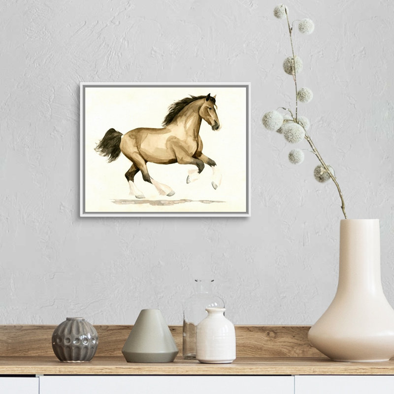 Clydesdale I, art mural sur toile, H 13 po x l 16 po x P 2 po, Toile avec cadre blanc