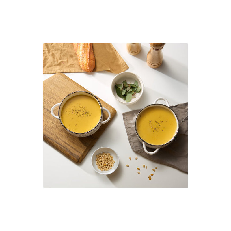 Red Barrel StudioÂ® Soup Bowls with Handles, 26.5 oz, Set of 4, Cream/Copper, Narbonne Collection