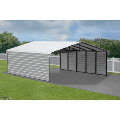 Steel Carport With 2 Side Wall Kits, 20X24X9
