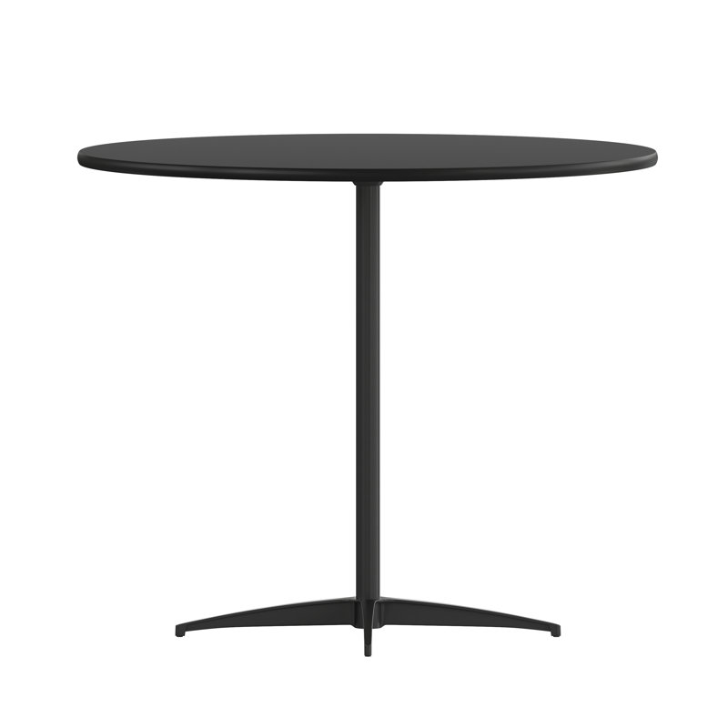 Table basse en bois avec colonnes Marrel, H 42 po x L 36 po x l 36 po, Noir, Noir