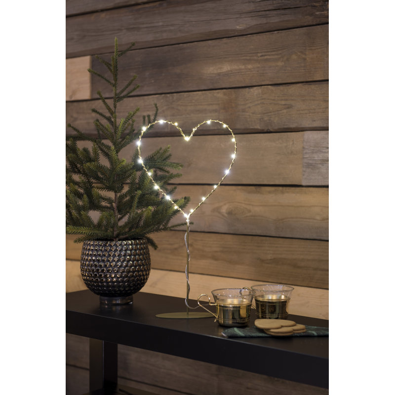 Heart LED Light with Timer - 40cm, 20 LEDs, Battery Operated, Gold