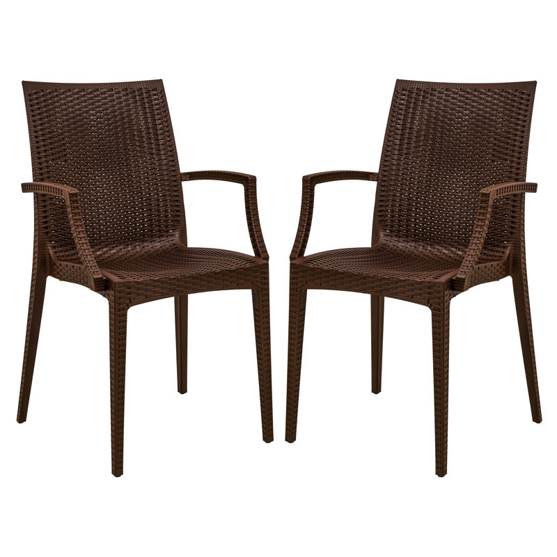Fauteuil de patio empilable sans assemblage Mace - Chaise de salle à manger moderne en tissu toutes saisons imperméable et robuste