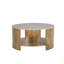 Table basse ronde avec matériaux mixtes avec tablette