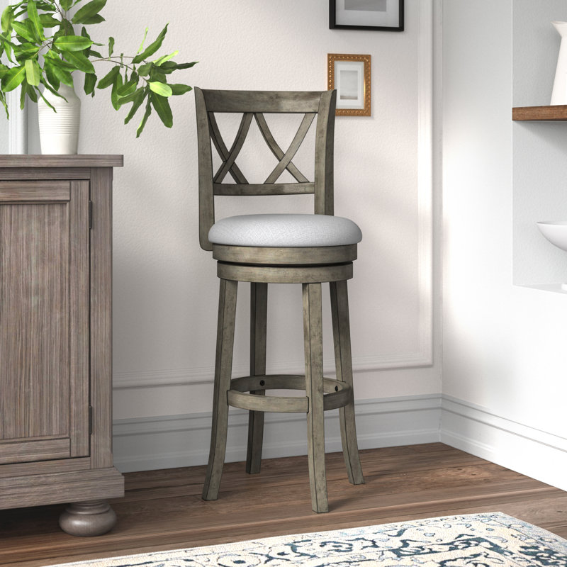 Ichika Swivel Upholstered Counter Stool with Solid Wood Frame, Bar Stool (29" Seat Height)