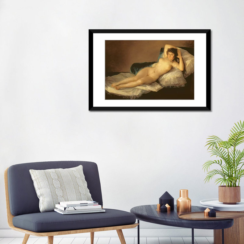 La «Maja nue», vers 1800 par Francisco Goya, reproduction sur toile tendue sur châssis, H 24 po x l 32 po x P 1 po, Blanc