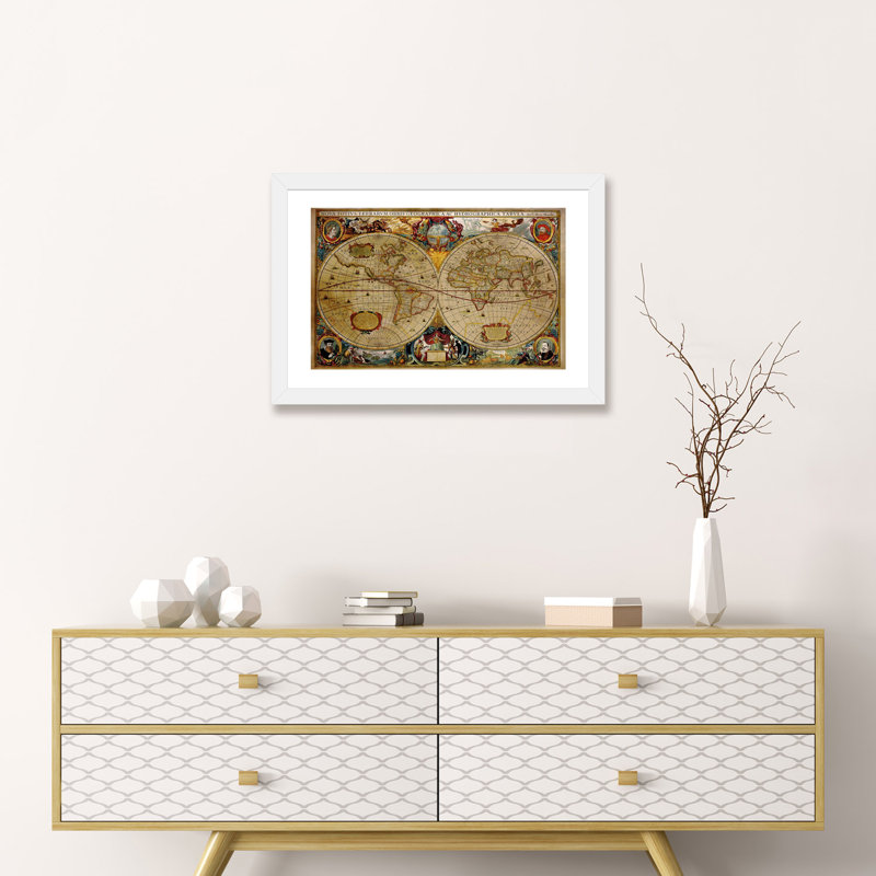 Victorian Geographica - reproduction d'art, Papier avec cadre blanc, Pas de tapis, H 16 po x l 24 po x P 1 po