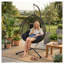 Fauteuil à œufs pliant suspendu en rotin PE avec support, chaise à bascule hamac intérieur et extérieur noir, structure en aluminium et acier pour patio, balcon, cour arrière