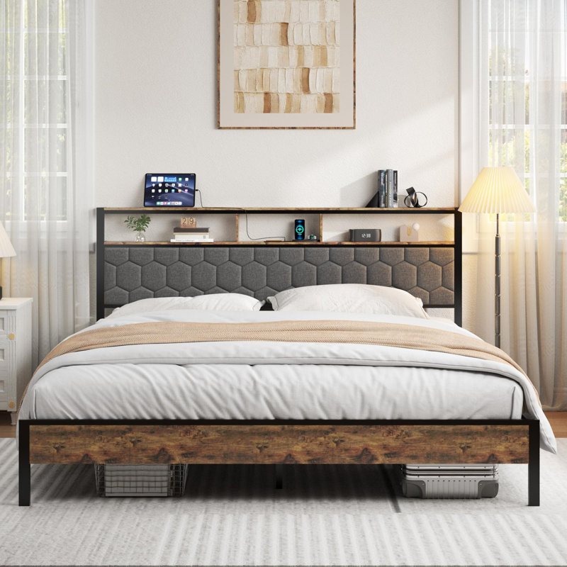 King Size Bed Frames With Upholstered Headboard, King