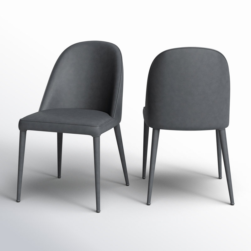 Chaise d'appoint rembourrée Brennon, Faux cuir noir