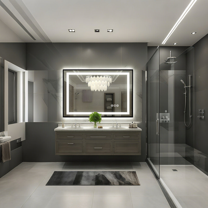 Adorna UL Certified Dimmable LED Bathroom Mirror with 3-Color Lighting, Anti-Fog & Sleek Black Frame, 40" x 24"
