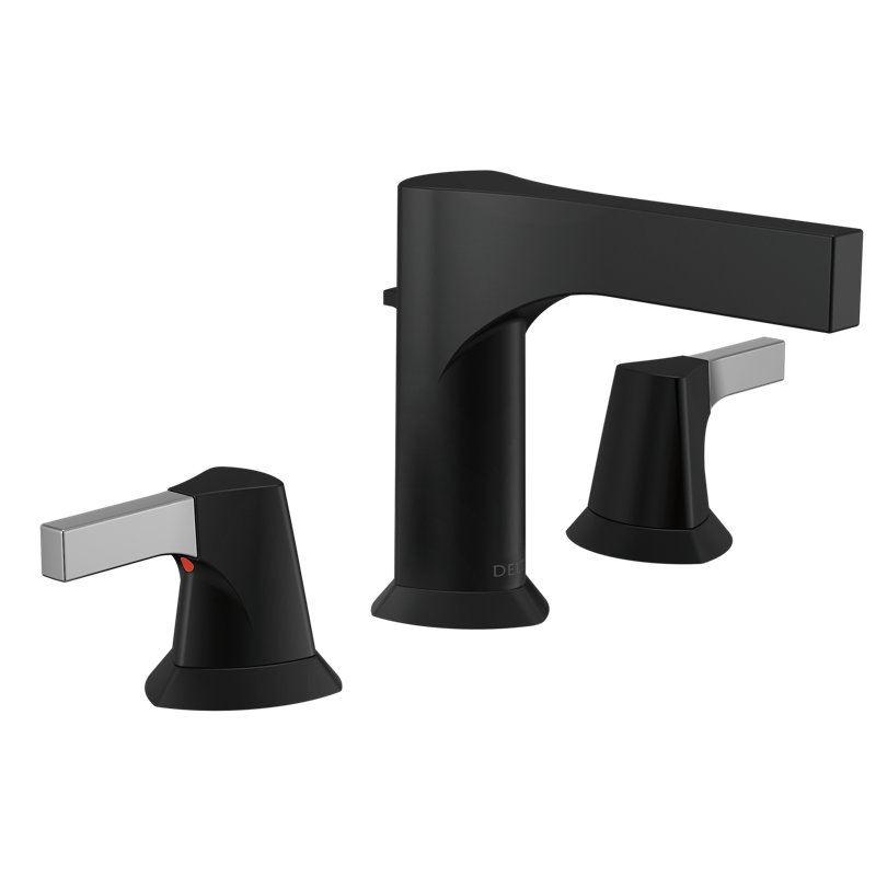 Zura Widespread Faucet with Drain Assembly, Chrome/Black