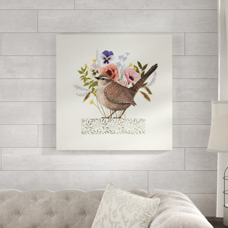 «Avian Collage I», peinture sur toile, H 30 po x l 30 po