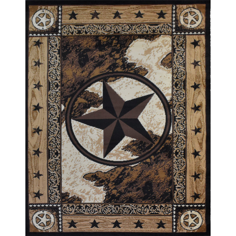 Tapis en polypropylène Akershus avec motif Western Star | Tapis décoratif d'intérieur, 7'10" x 10' 2" (240 x 310 cm)