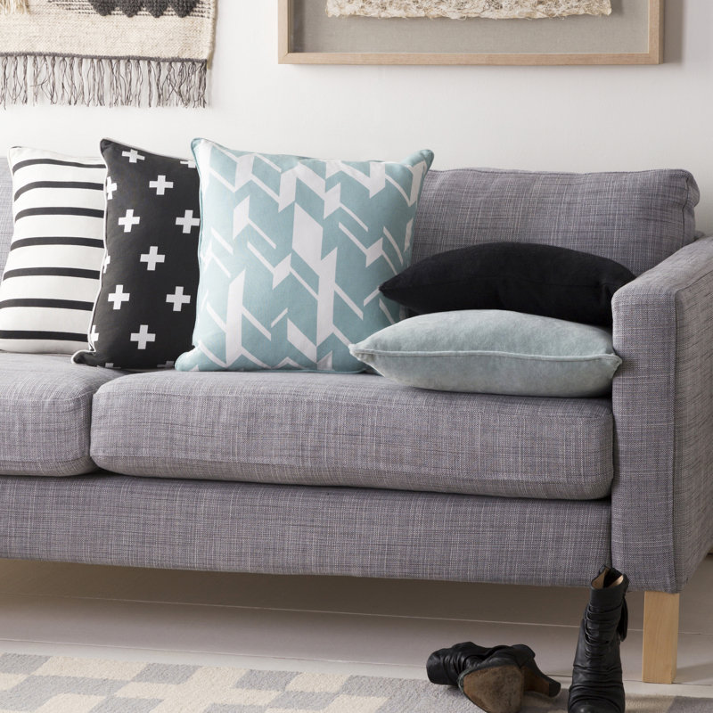 Housse de coussin 100% coton Antonia, Menthe / Ivoire