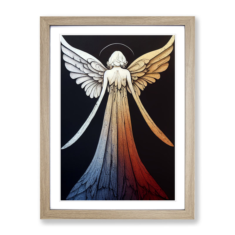 Peaceful Angel - Wall Art, 66cm H x 48cm W, Oak Framed