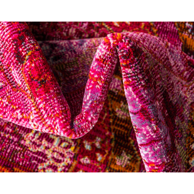 Tapis contemporain Mulvihill couleur magenta, Rectangle 8 pi x 11 pi