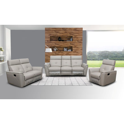 Canapé gris clair 1058 avec fauteuils inclinables manuels