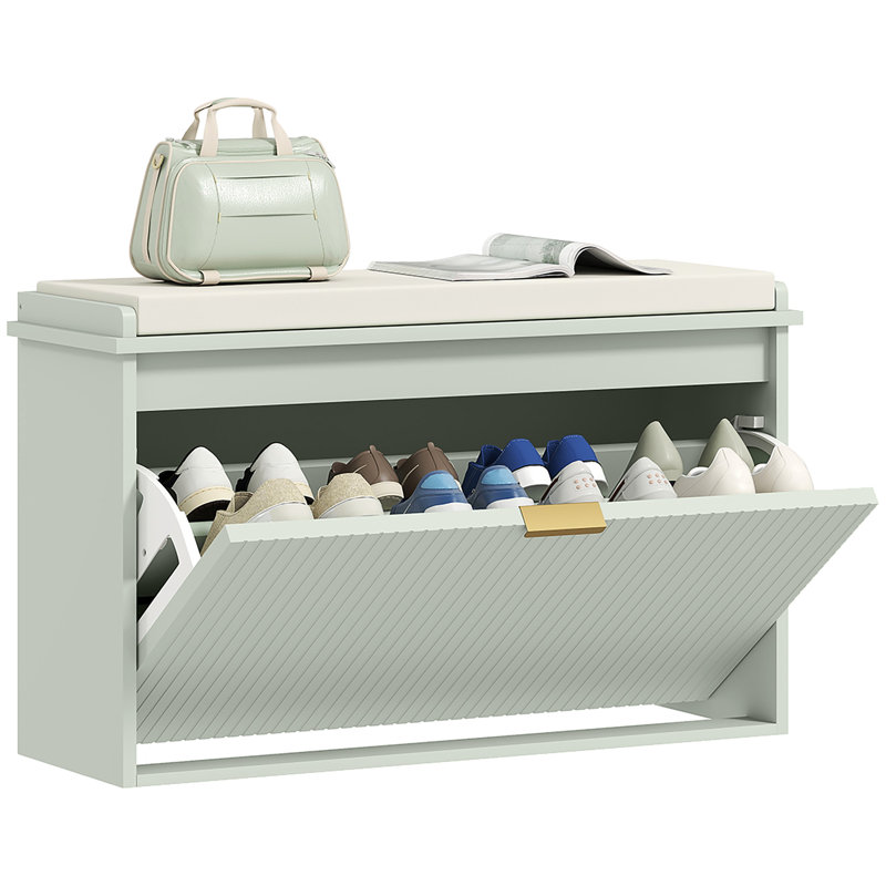 8 Pair Shoe Rack, 47.5cm H x 80cm W x 26cm D, Green