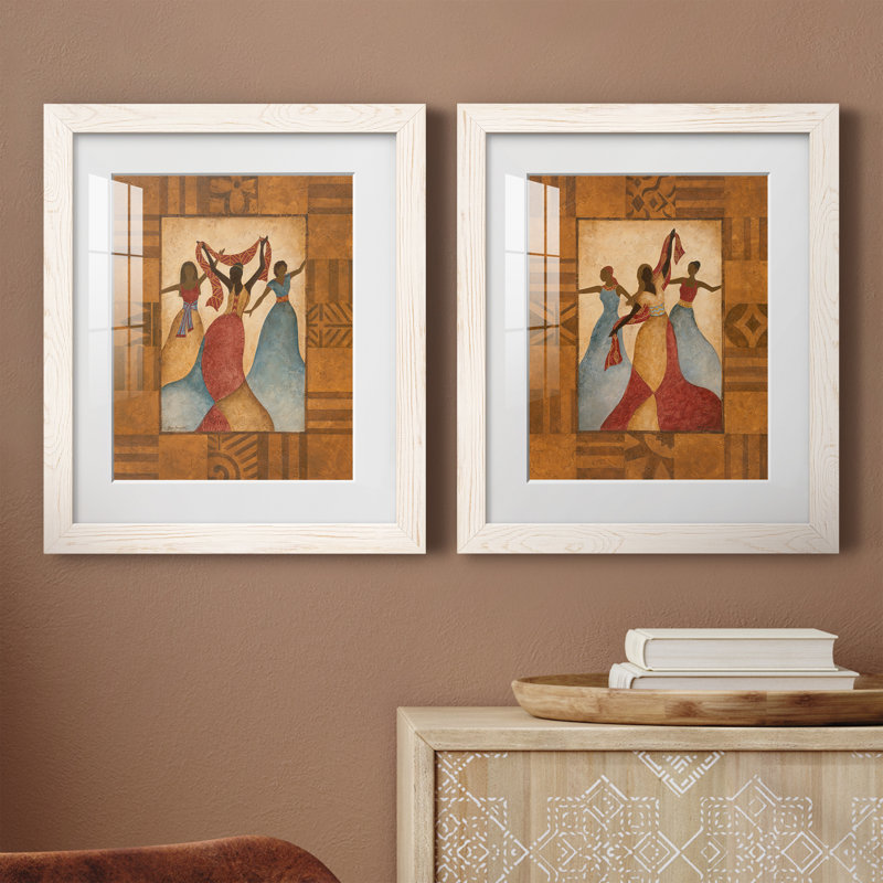 Rhythme - ensemble de 2 peintures encadrées, H 24 po x l 36 po x P 1,5 po, Cadre blanc
