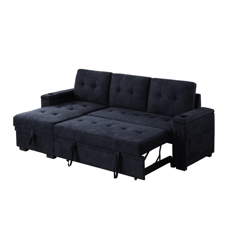 Méridienne modulaire réversible avec rangement en gris foncé