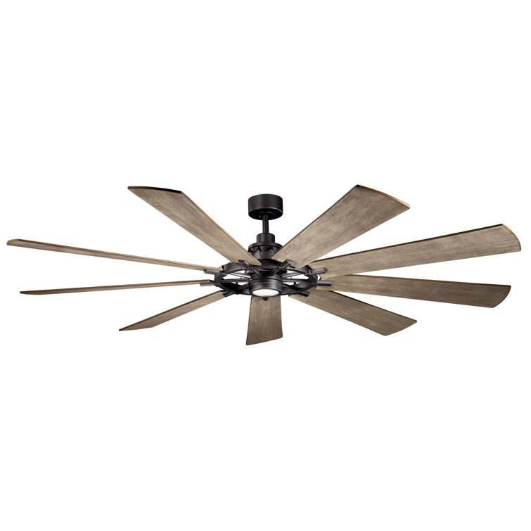 Gentry 85" 9 - Blade LED Windmill Ceiling Fan with Wall Control and Light Kit Included